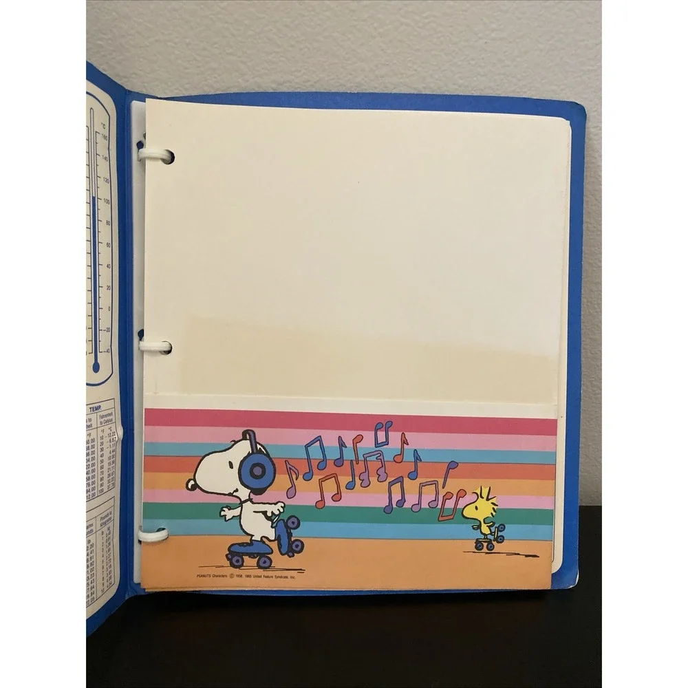 Vintage Snoopy 3‎ Ring Binder + 3 Internal Folders Peanuts Collection 1958 1965